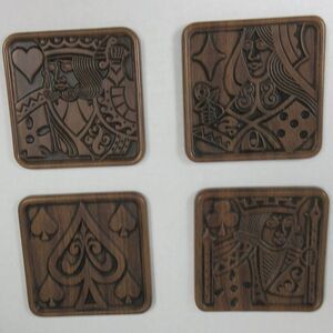 MANTINA 3M Set of 4 Playing Card Themed Coasters VINTAGE Ace Jack Queen King 60s